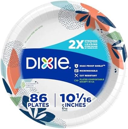 86 Platos de Papel Grandes Dixie de 10 Pulgadas