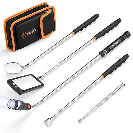 Set de 5 Herramientas Magnéticas Telescópicas Hinshark (Linterna LED, Espejos y Herramientas Magnéticas)